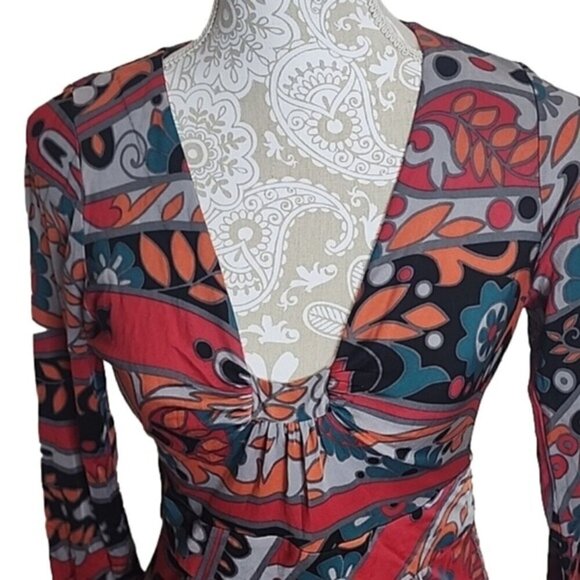 Tibi Dress Mini Multicolored floral Silk/Viscose 3/4 Sleeve Sheath Women's Small - Picture 2 of 5